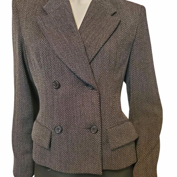 Louben Herringbone Double Breasted Blazer - Picture 2 of 13